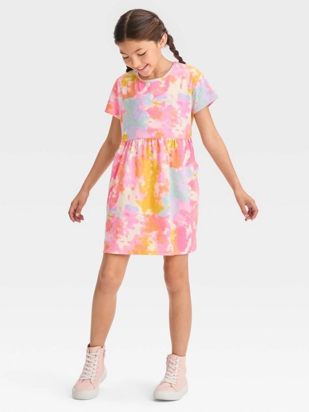 Kids' Short Sleeve Tie-Dye Dress